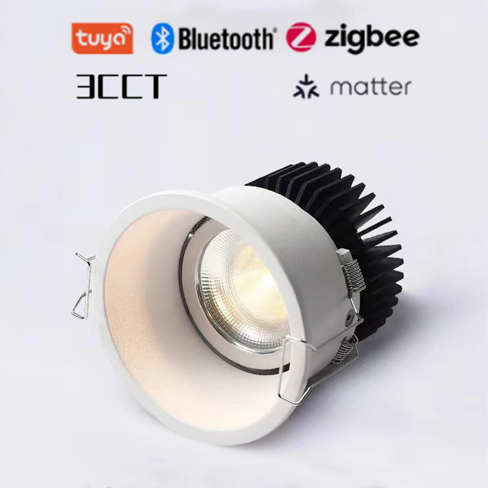 Narrow Border Adjustable Dimmable Embedded LED Spotlight Tuya Bluetooth/Zigbee Matter 3CCT Smart LED Ceiling Home Commercial