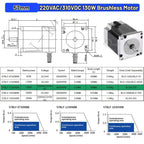 Nema23 57mm Brushless BLDC Motor 65W 69W 130W 188W DC 24V AC 220V 8mm Shaft Hall Sensor Motor 3000RPM 0.6Nm For CNC