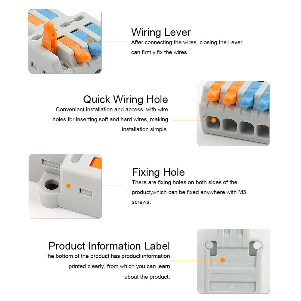 DIY GO 40PCS Lever Wire Connectors Assortment Pack Compact Splicing Connector Kit for Electrical Quick Connection Terminals