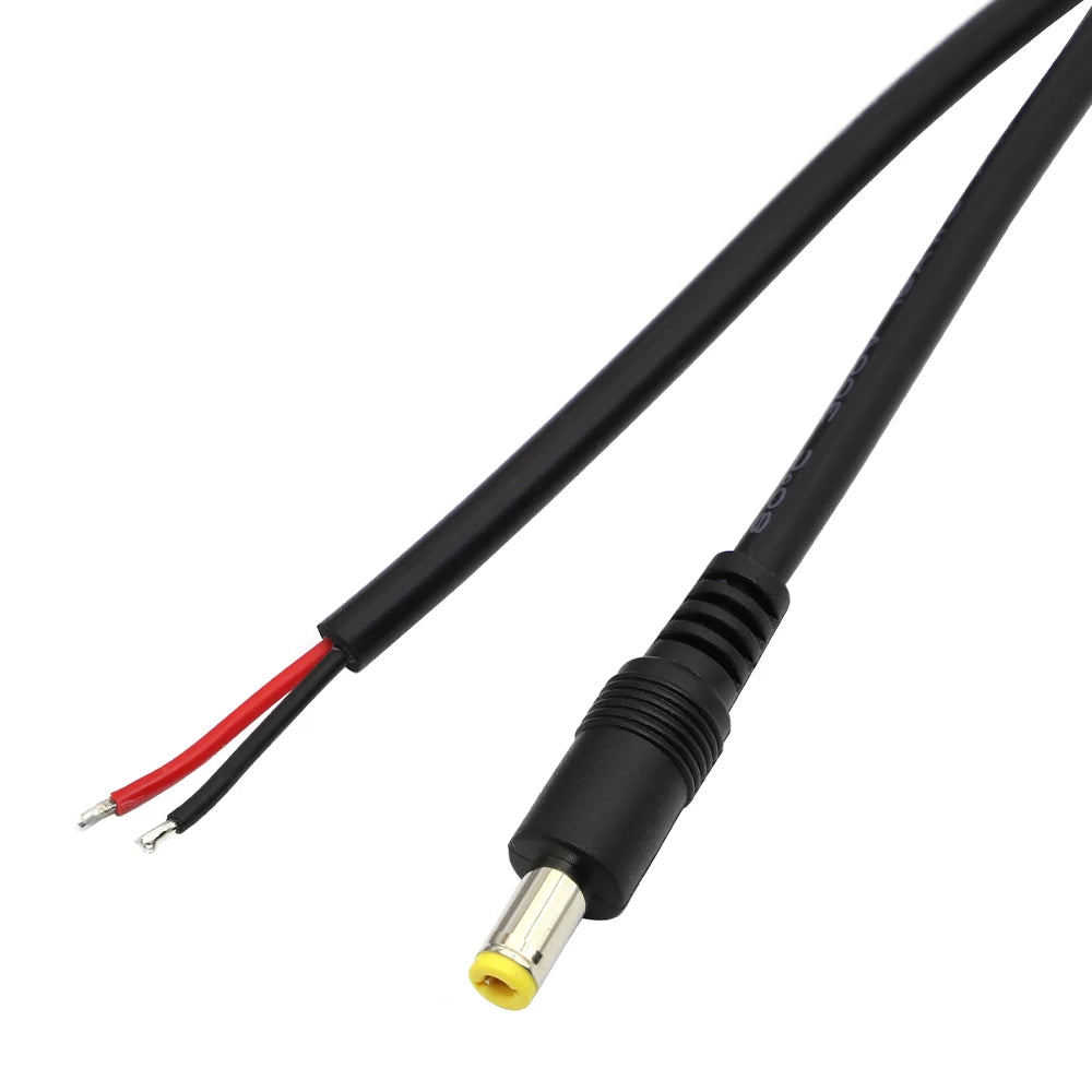 1/3/5Pc 18AWG DC Power Connector 5.5*2.1mm / 2.5MM Male Plug to Bare Wire Open End Power Cord Repair Cable Adapter DIY 1.5M
