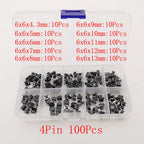 1Box 6x6mm Micro Push Button Tactile Tact Switch Kit 12V 2/4 Pin DIP2 PCB Momentary Switch DIY TV Toy Home Use Button Key Switch