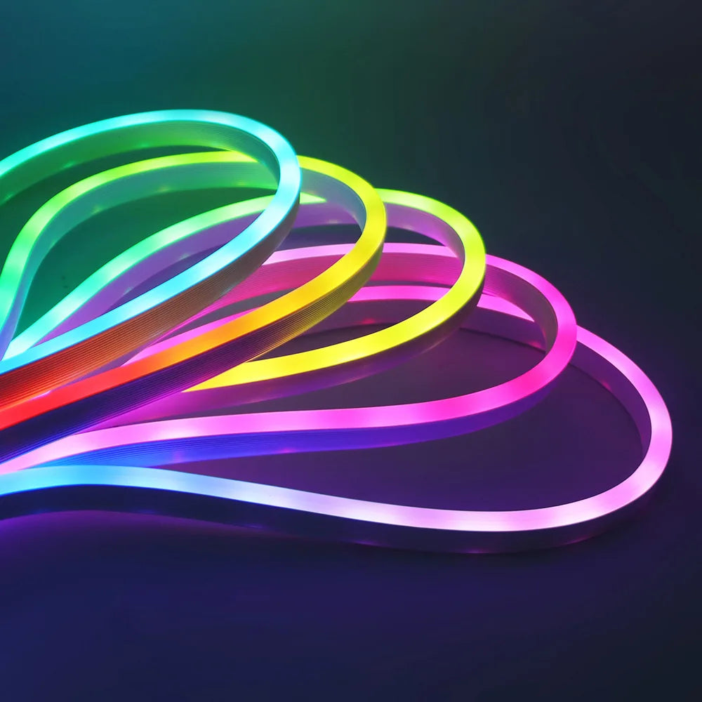12V 24V RGB Neon Light LED Strip Addressable WS2811 84LEDs/m 6x12mm Flex Silicone Rope Rainbow Lamp Home Decoration Waterproof