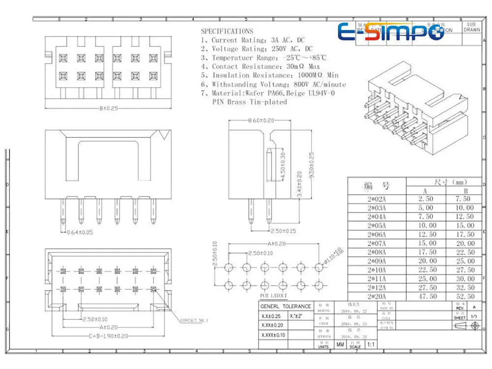 10Sets XHD2.54mm Single Female Housing 20cm Wire Connector Dual 2x2-8P Replace HRS DF1B with Straight/Right Angle Male Pin Wafer