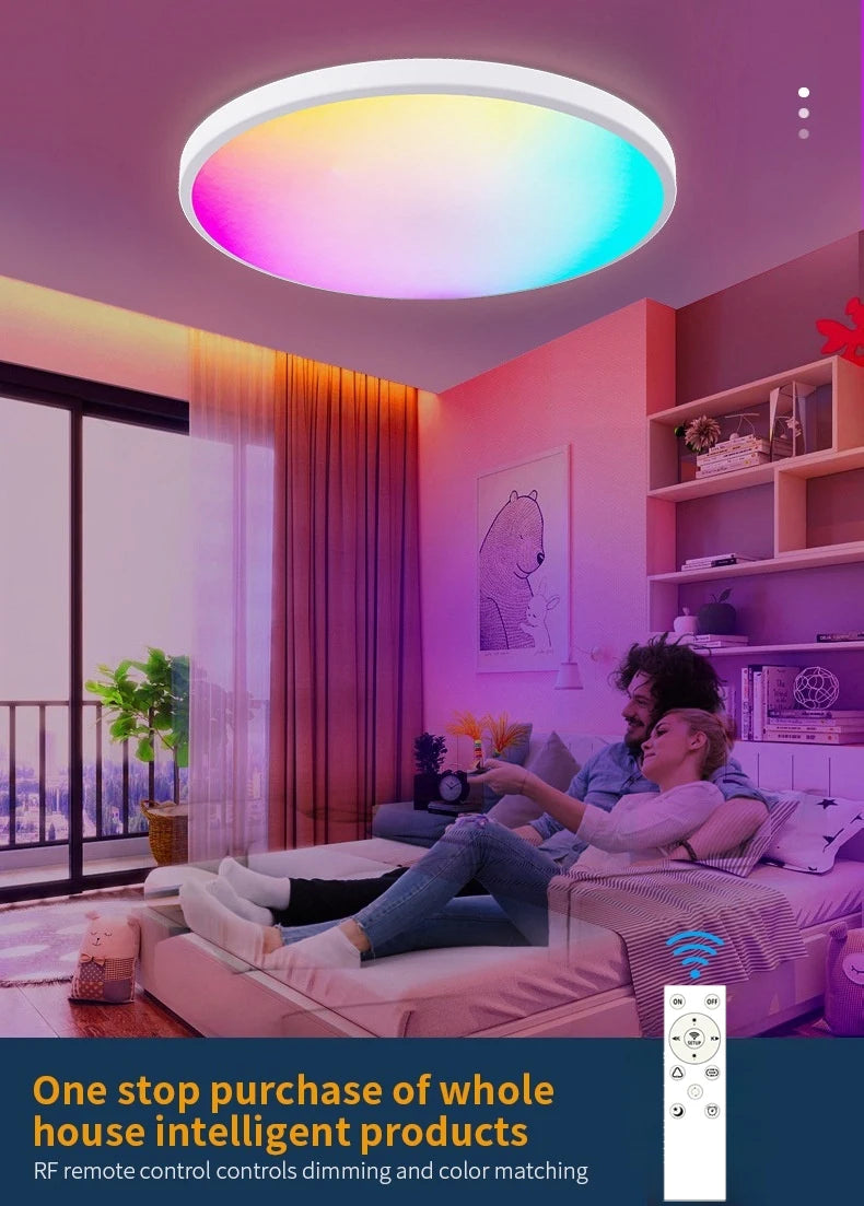 38cm RGB Smart LED Ceiling Light Dimmable Tuya APP Remote Alexa Google Voice Control Living Room Bedroom Home Decor Ceiling Lamp
