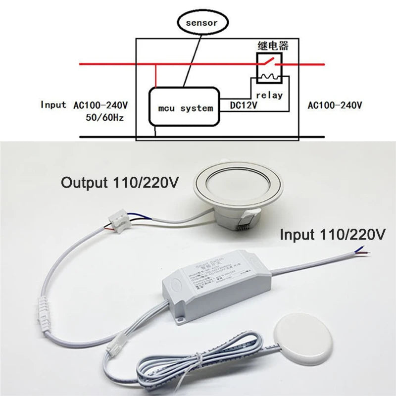 110-220V Wooden Touch Sensor Switch Penetrable Switch Sensor LED Control Switch for 220V Smart Home LED Lighting