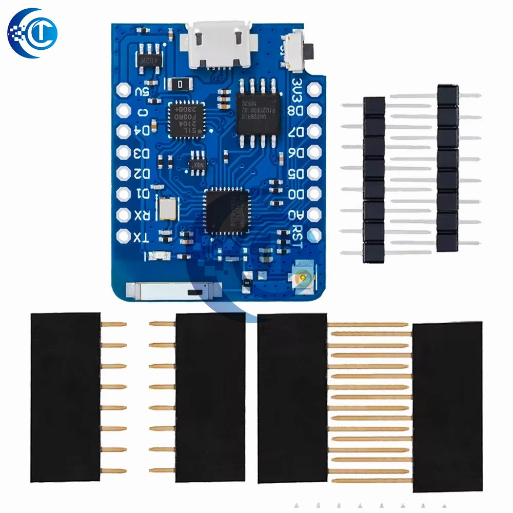 1PC ESP8266 Module for WeMos D1 Mini Pro – NodeMCU Board with 4M/16M Flash, CP2104 & External Antenna (for Arduino-Compatible)