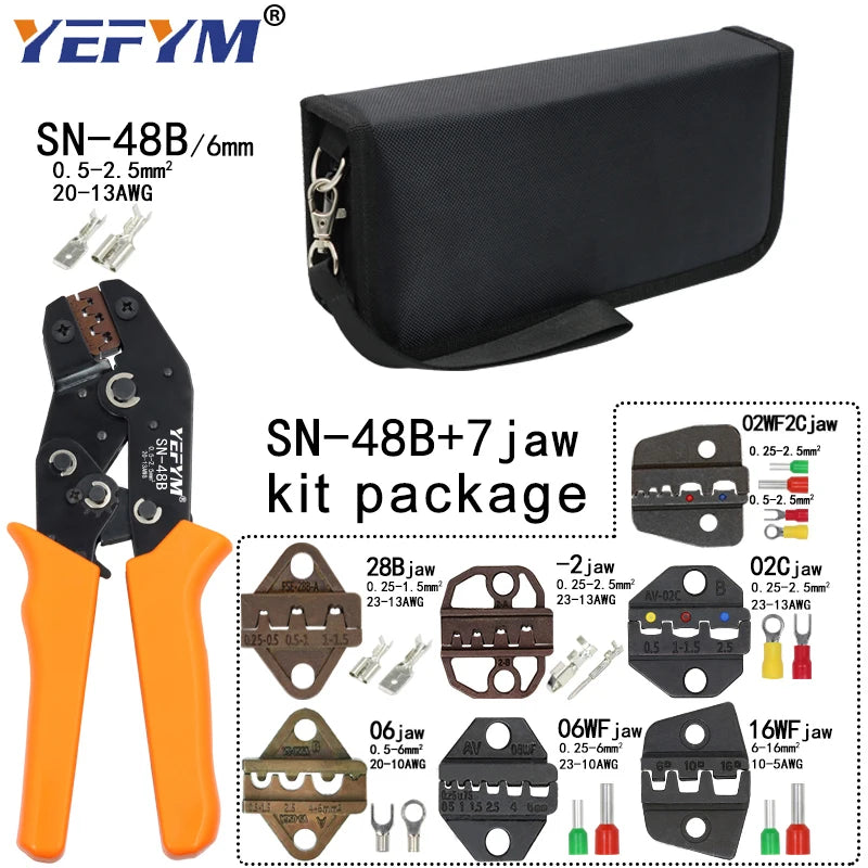 SN-48B Crimping Plier 0.5-2.5mm2 20-13AWG SN-28B/48B/2 Dupont XH2.54 KF2510 SM 2.54 3.96 TAB 2.8/4.8/6.3 Plug Type Terminal