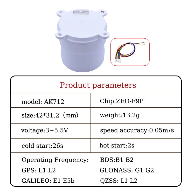 F9P/UM980/UM981/UM960/M20 GPS Antenna with Compass IST8310&RM3100 for Drone RTK Module Precision Agriculture Auto-Survey Mapping