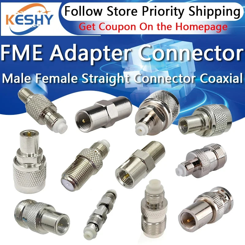 1-10PCS SMA To FME Male Female Straight Connector SMA TNC BNC UHF F FME Male Female To FME Male Female Coaxial RF Adapters Brass