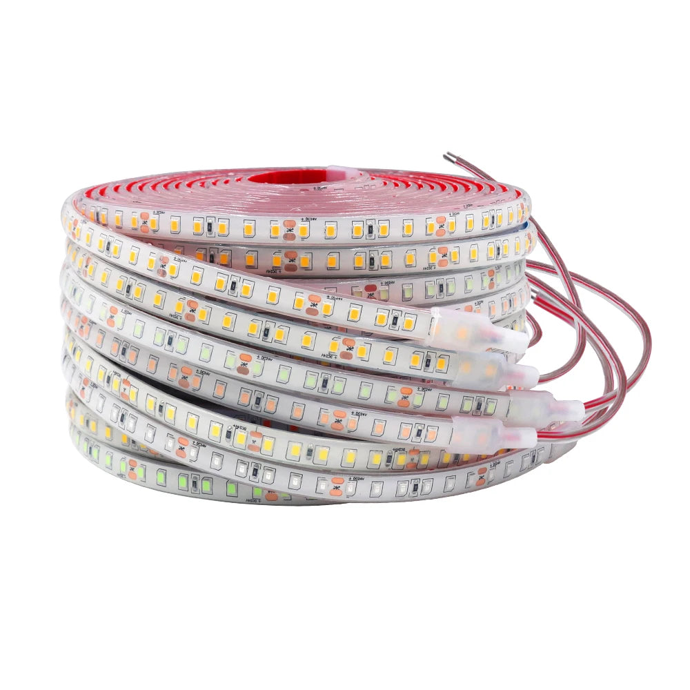 24V IP68 Waterproof LED Strip 120Leds White/Pink/Yellow/Red/Ice Blue/Green Swimming Pool Home Decor Flexible Ribbon Rope Light