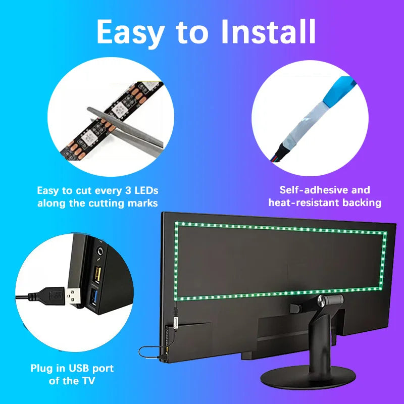 RGB LED Strip Lights USB Smart APP Control 24 Keys  Remote Flexible Color Changing LED Tape Lamp for Bedroom Home Party Decor