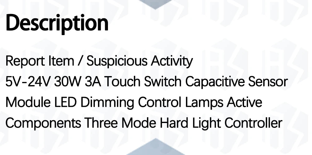 Touch Switch Capacitive Module 5V-24V 3A LED Dimming Control Lamps Active Components Short Distance Scan Sweep Hand Sensor Touc