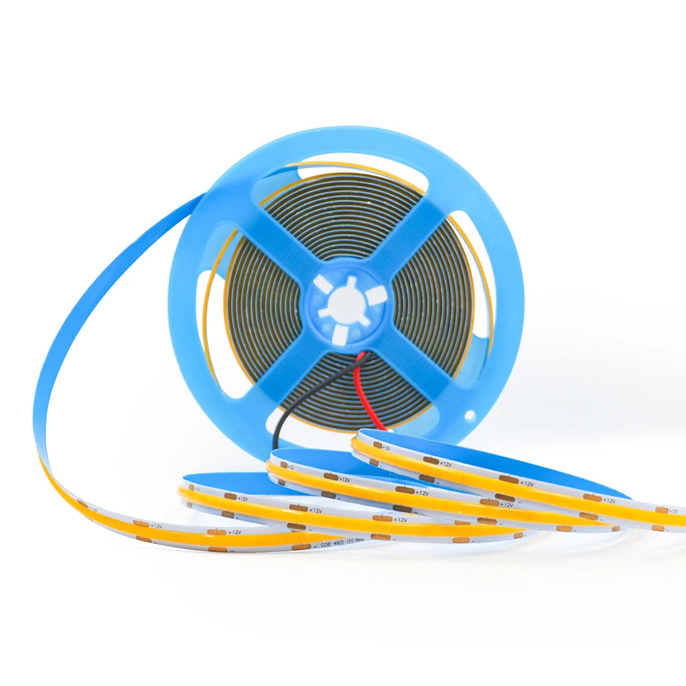 12V 5V USB COB LED Strip Light With 2Pin Wire 320 384 480 528 LEDs Flexible Tape Linear Lighting Warm White Pink Blue Red Yellow