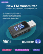 Mini USB Transmitter ReceiverCar Bluetooth 5.3 FM02  with LED Display Handsfree Call Car Kit Auto Wireless Audio For Fm Radio