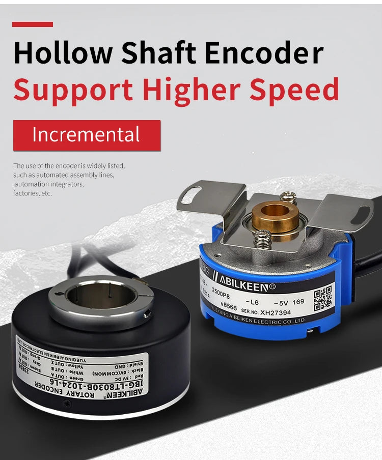 ABILKEEN Dia 58mm Incremental Rotary Encoder Optoelectronic Encoder 12/15MM Through-Hole Shaft RHI58 Photoelectricity Encoder
