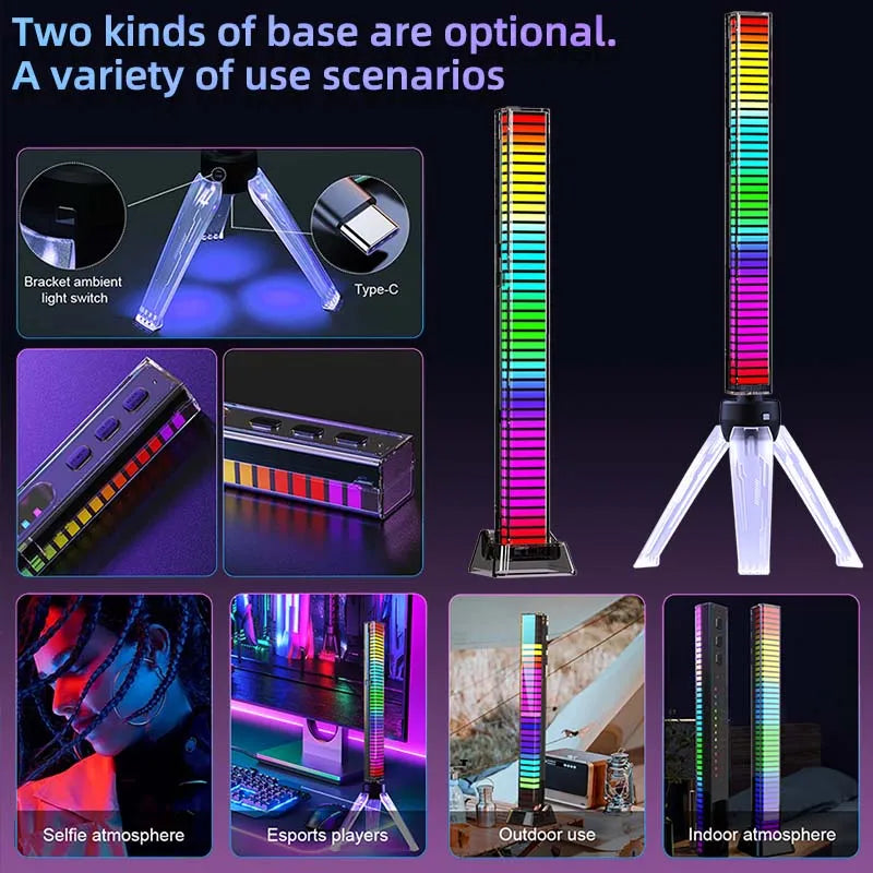 4D Upgrade Atmosphere RGBIC PickUp LED Bar Recharge 4-Side Shine Music Rhythm BLE App Control for PC Gaming Desktop Car Decor