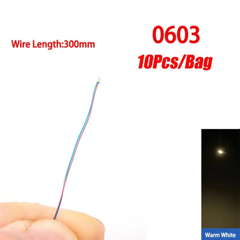 10Pcs/Set DIY Model Kits LED 0402 0603 0805 1206 SMD Lamp Wired Micro LED Chip 3V 30cm Pre-Soldered Miniature Scenes Toy Lights