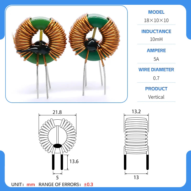 18x10x10 50/80uH 1/2/4/4.7/5/10/20/22/40/45/50mH magnetic ring common mode inductor common mode filter choke
