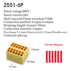 Wire Connectors Push-in Electrical Cable Terminal Block Multiple In Multiple Out Spliceable Mount On Din Rail With Fixing Hole