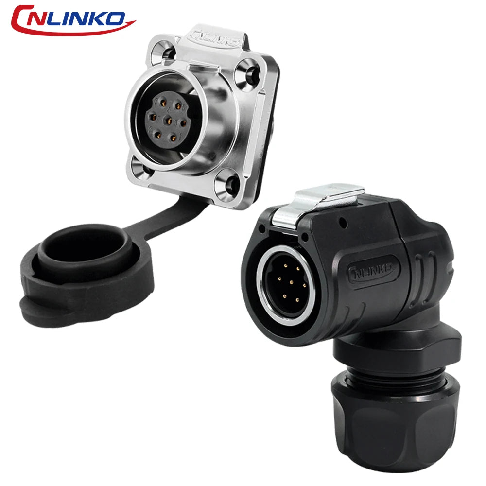 LP-16 2 Pin Right Angle Industrial Connector IP68 Waterproof Male Plug Female Socket Set Aviation Connector for LED Solar Use