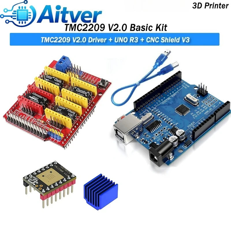 A4988 DRV8825 TMC2209 TMC2209 V20 Driver Kit with UNO R3 and CNC Shield V3 for CNC Machine and 3D Printer Optional Limit Switch