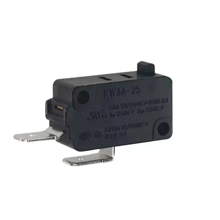 2Pcs KW3A‑25 2Pin Micro Switch 25A 125/250VAC SPST‑NO Normally Open Instant Action Limit Switch for Microwave Oven, Oven