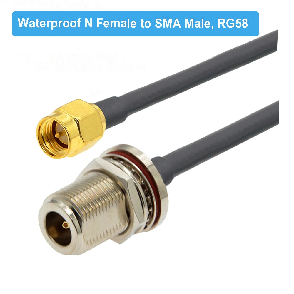 1PCS RG58 Cable Waterproof N Female Bulkhead to SMA/ RP-SMA Male Female RF Coax Pigtail 3G 4G 5G LTE Antenna Extension Jumper