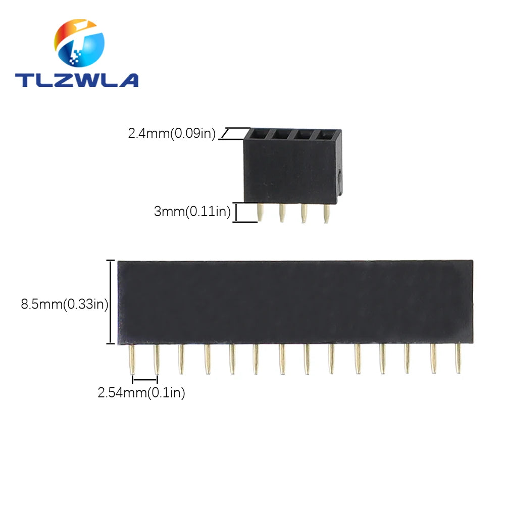 100PCS Single Row Pin Female Header Socket Pitch 2.54mm 1*2p 3p 4p 5p 6p 7p 8p 9p 10p 12p 14p 16p 18p 20p 22p 40p Pin Connector