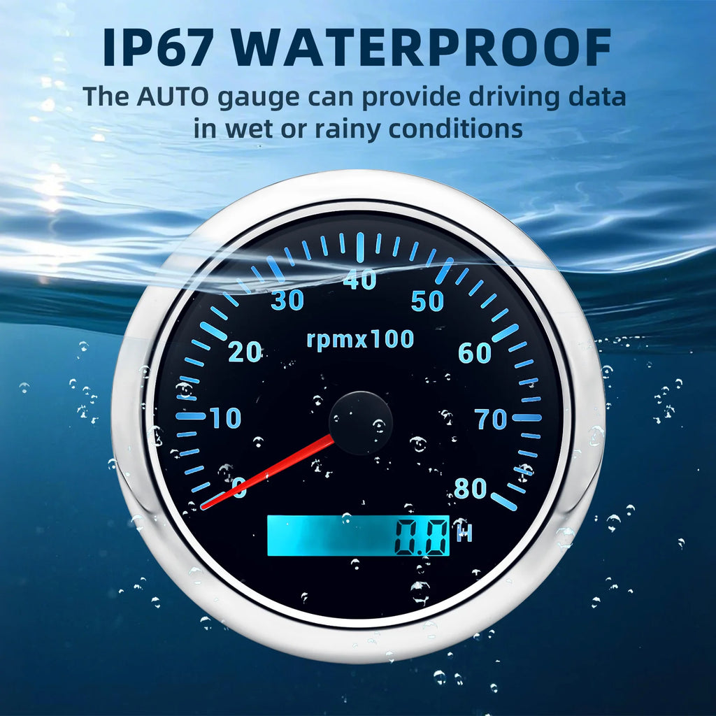 6 Gauge Set 85mm GPS Speedometer Tachometer 52mm Water Temp Fuel Voltmeter Oil Pressure Meter With 1/8 NPT Sensor For Boat Car
