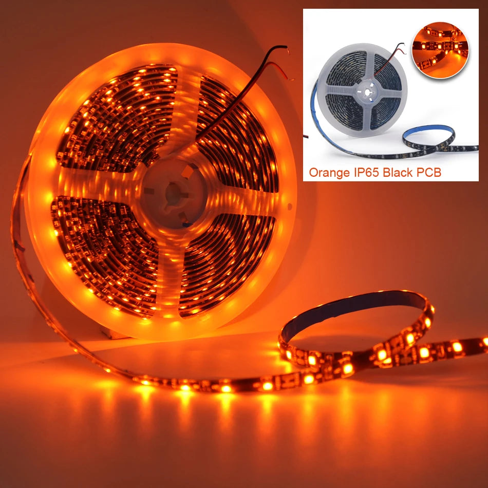 12V 3528 SMD LED Strip Light Decoration 120LEDs/m 60LEDs/m Orange Lighting Flexible Ribbon Rope String LED Tape Light 1M 5M
