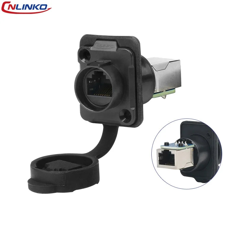 CNLINKO LP16 Waterproof Circular RJ45 Connector 8P8C Male/Female Panel Mount, PBT Push-Pull for Industrial Automation & Marine
