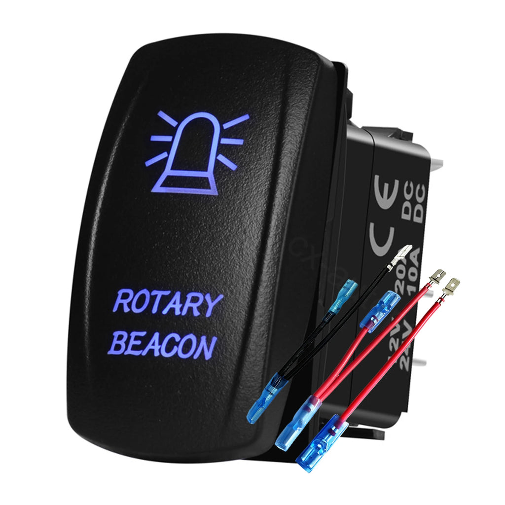 12V 24V Boat Trim Tabs Switch (ON)-OFF-(ON) Momentary Rocker Switch Waterproof Blue Light ON-OFF Toggle Switch With Harness