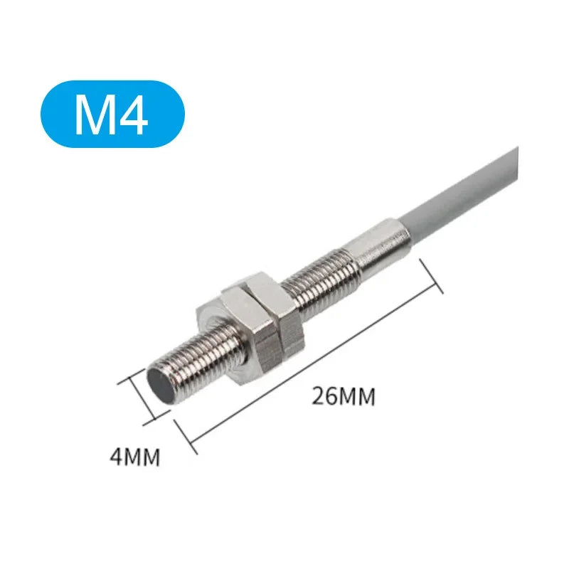 M3/M4/M5/M6 Micro Proximity Switch Three Wire Inductive Sensor with 2m Cable IP68 Waterproof NPN PNP NO NC Inductive Metal
