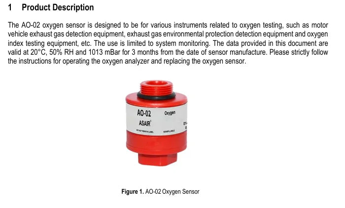 AO-02 AO-03 AO-06 AO-07 AO-08 AO-09 Oxygen Gas Sensor