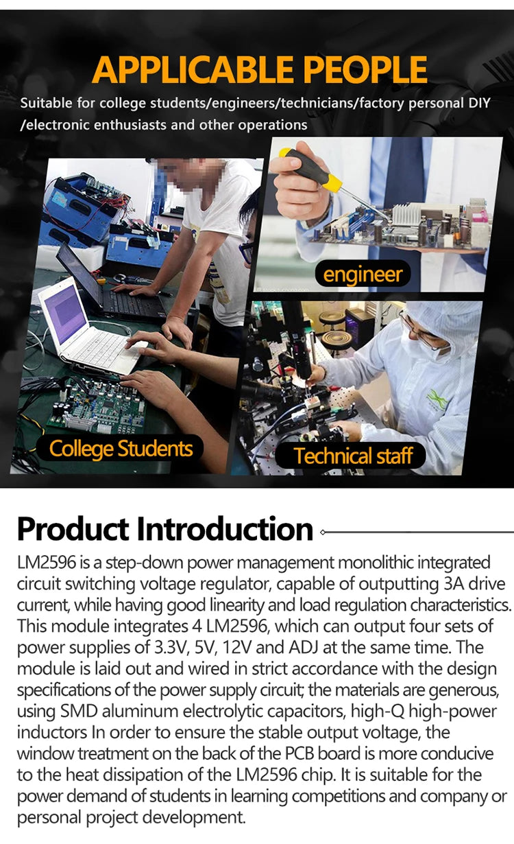 LM2596 Multi Channel Switching Power Supply 3.3V/5V/12V/ADJ Adjustable Voltage Output Power Supply Module