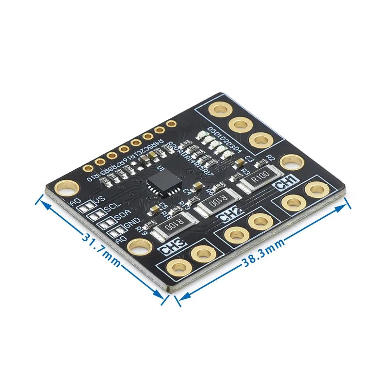 1-10pcs I2C SMBUS INA3221 Triple-Channel Shunt Current Power Supply Voltage Monitor Sensor Board Module Replace INA219 With Pins
