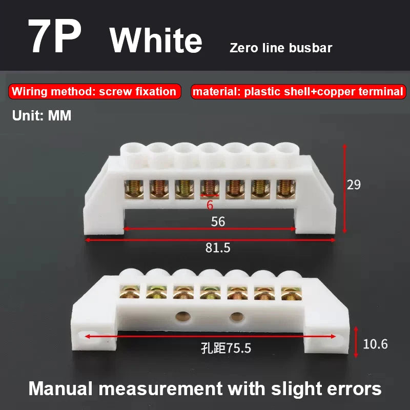 Blue Green White Bridge Design Zero Line 4-12 Pole Screw Brass Copper Grounding Strip Terminal Block Connector Earth And Neutral