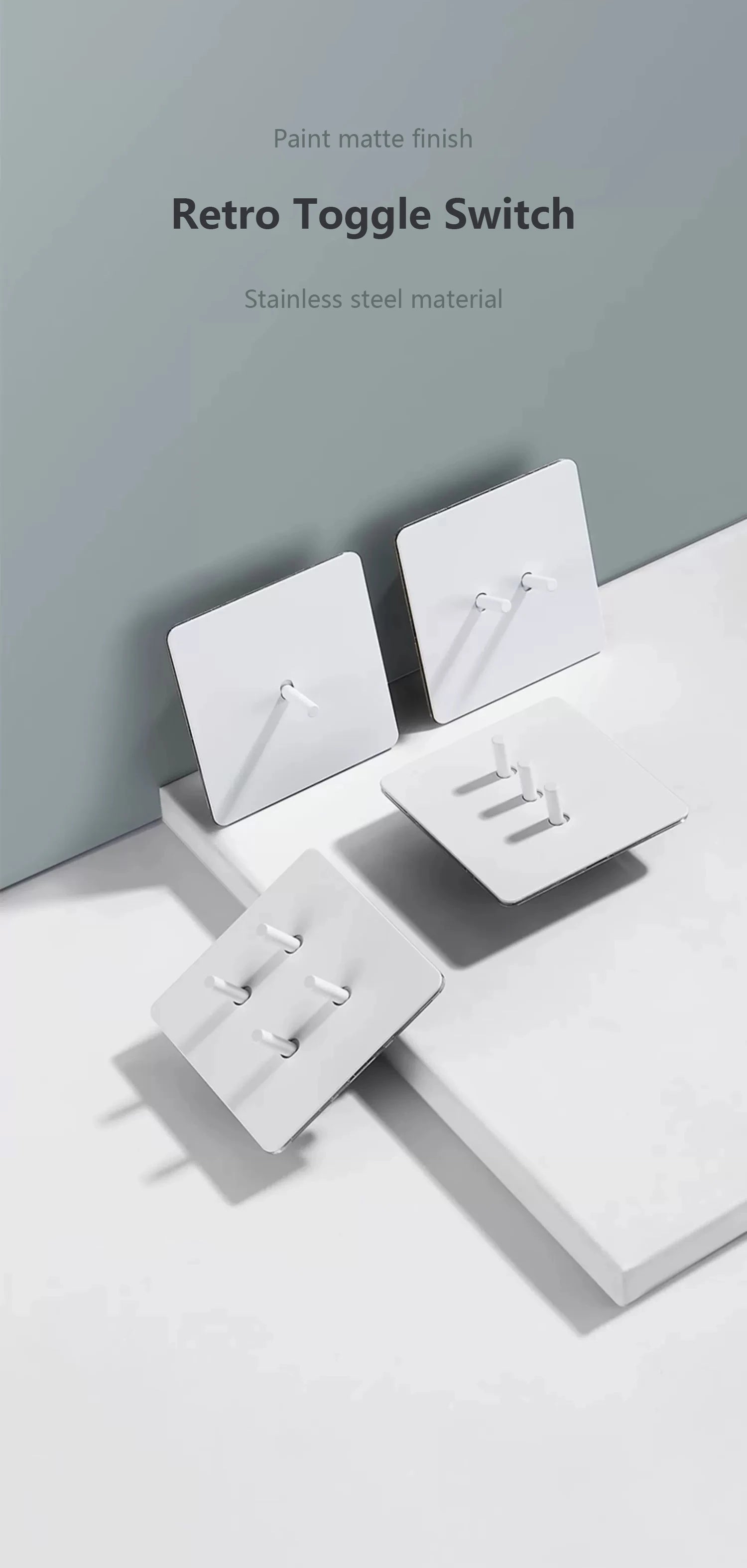 Toggle switch White stainless steel panel retro wall lamp switch AC110-250V 1 2 3 4 Gang 2 Way16A Universal wall light switch