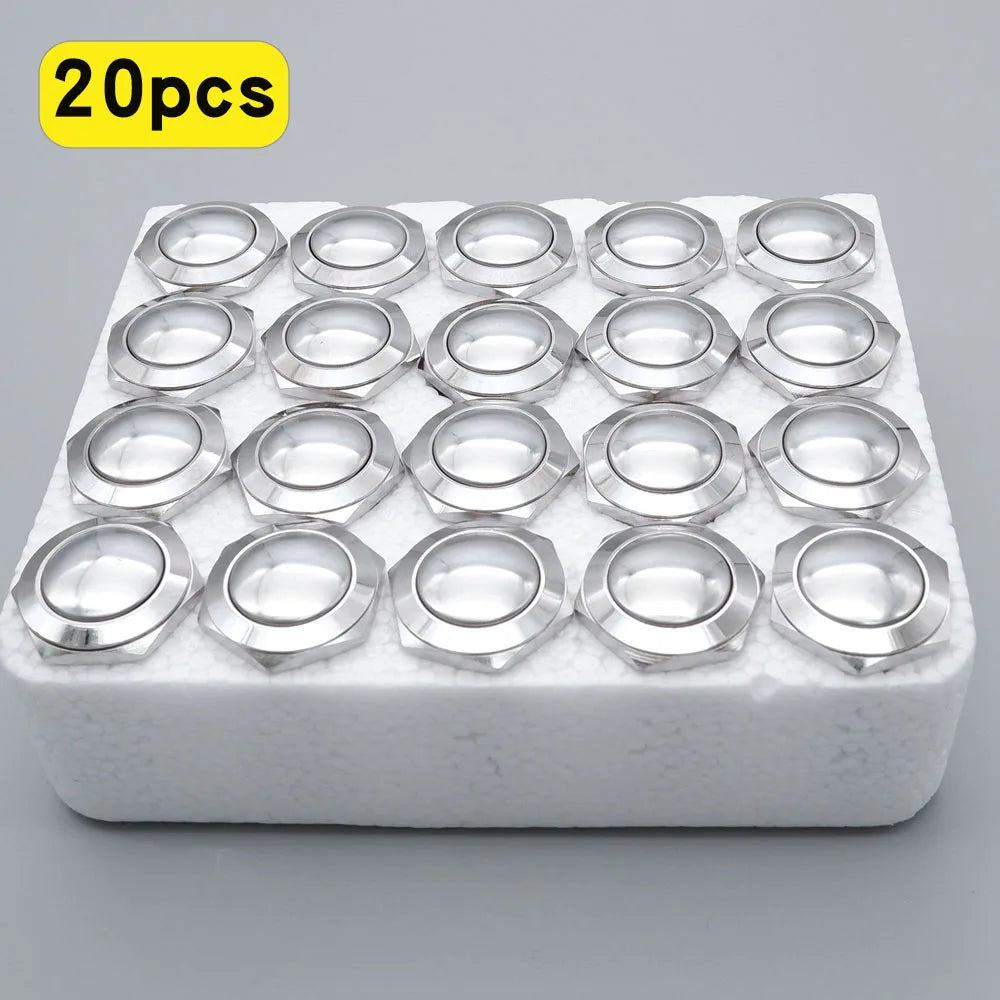 20pcs 16/19/22mm Momentary Reset Metal Push Button Waterproof Switch Screw Terminal Doorbell PC Power Switch Flat High Head 1NO