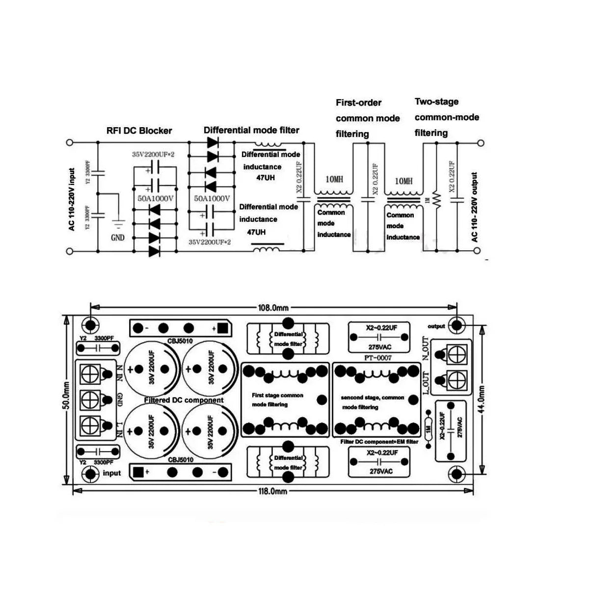 4A 10A 20A AC EMI POWER Filter 110V 220V EMC Purify Power RFI DC Isolator Eliminate Sound Noise Audio DAC Amplifier Purification