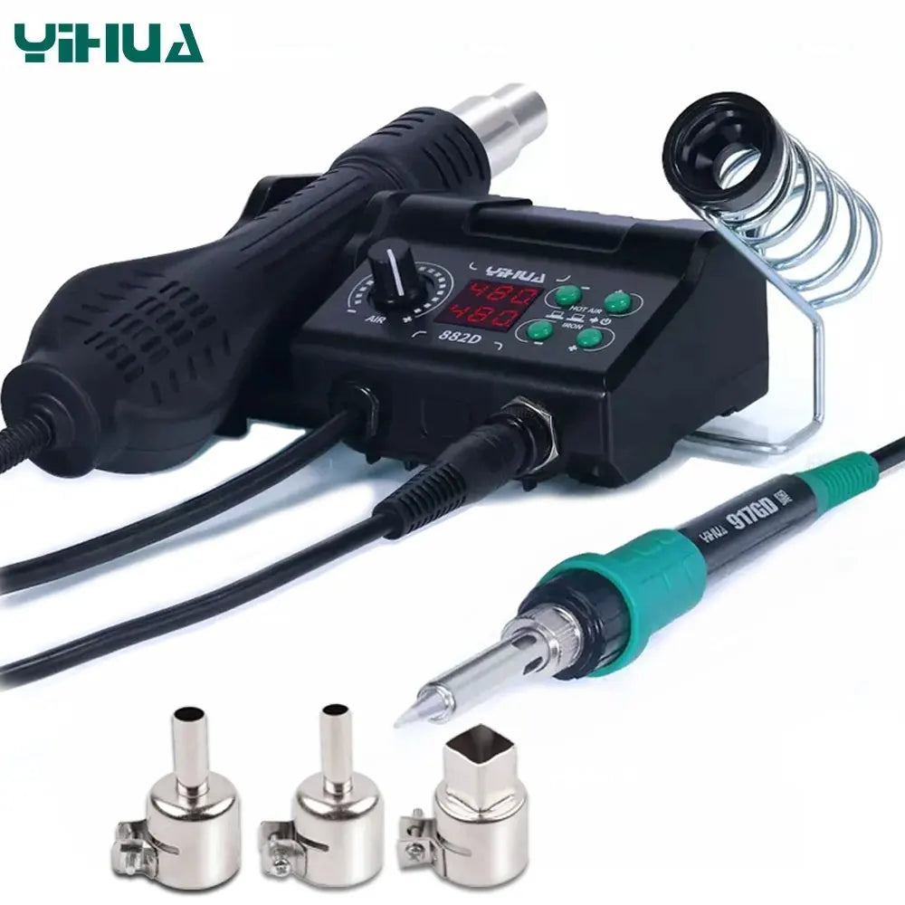750W Soldering Station 2 IN 1 Soldering Iron Fast Heating Welding Kit LCD Hot Air Gun SMD PCB Repair Tools Mini Rework Station