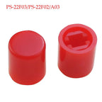 PS-22F03 Right Angle PCB Latching Push Button Switch with Cap DPDT Double Pole Self/No-Locking Key Power Switches 6Pin A03