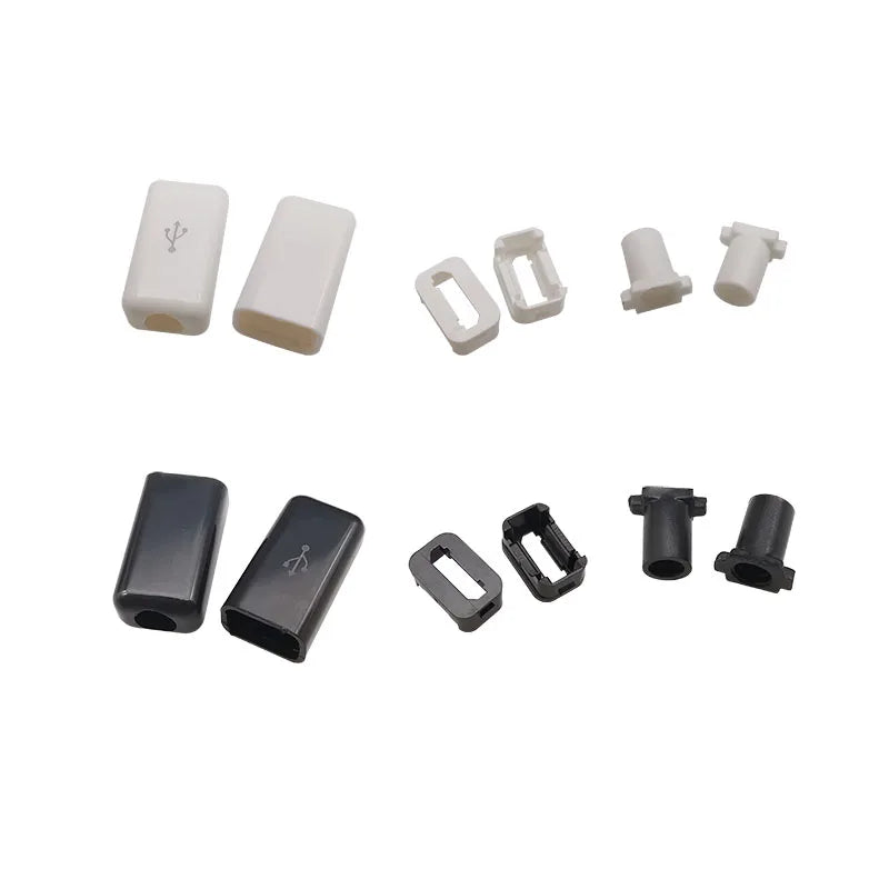 10Pcs Micro USB 5 Pin Soldering Type Male Plug Connector 5P MicroUSB Tail Charging Socket DIY Repair Plugs 4 in 1 Black White