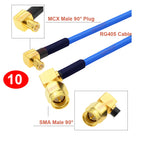 1PCS SMA to MCX RG405 Cable SMA/ RP-SMA Male Female to MCX Male Straight/Right Angle Plug 086 Pigtail 50Ω High Frequency Jumper