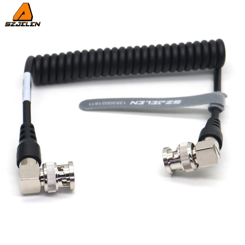 Right Angle BNC To Right Angle BNC Spring Cable SDI 12G Video Cable 75 Ω Coaxial Cable Camera Video Transmission Line