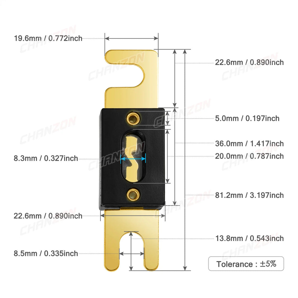 5pcs ANL Auto Blade Fuse Electric 80A 100A 150A 200A 250A 300A 5V 12V 24V 32V Fast Blow Blo Electric Bolt-on Cutoff Fusee