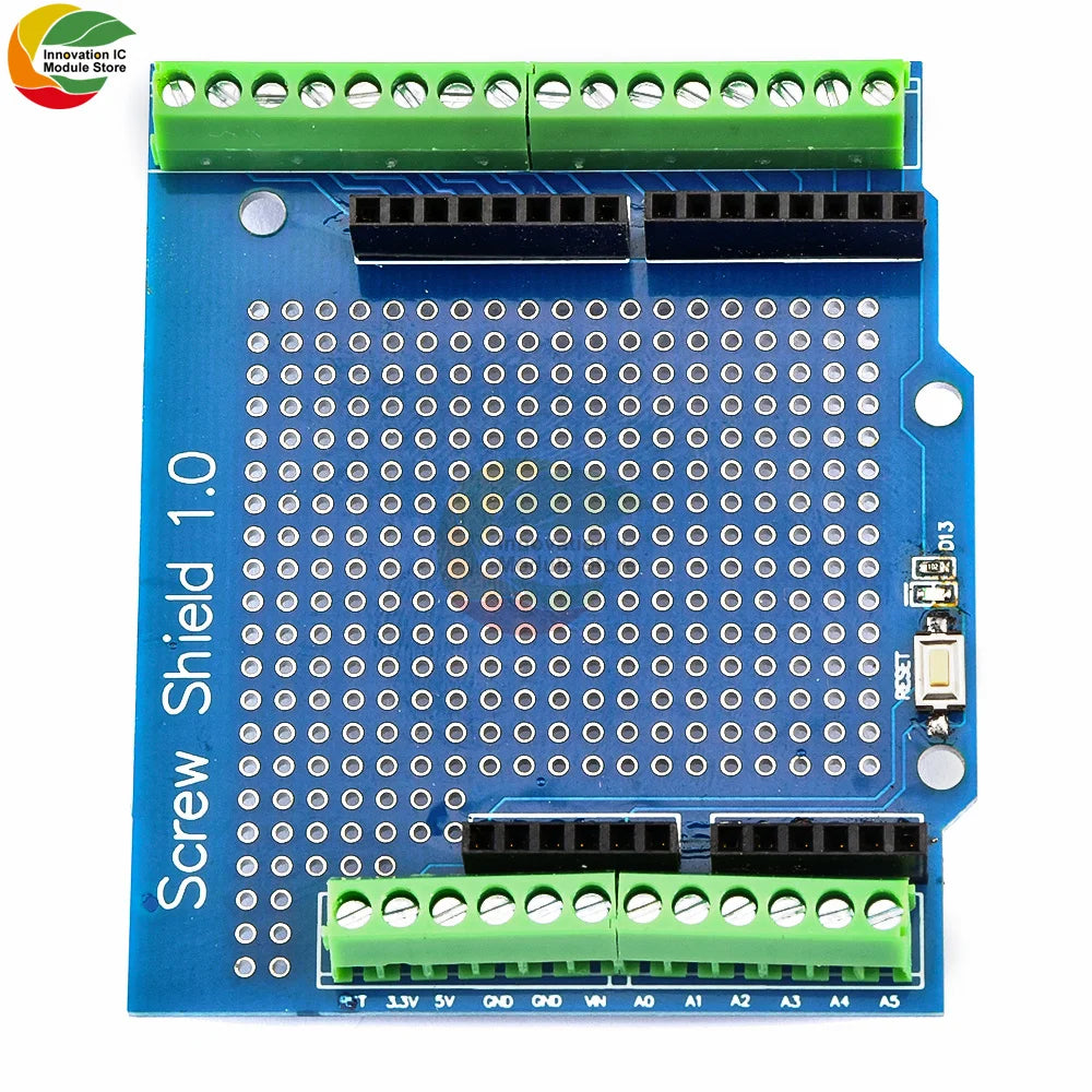 Proto Screw Shield PCB Expansion Board for Arduino Open Source Reset Button for Breadboard 3.81 Terminal Double-sided Solder DIY