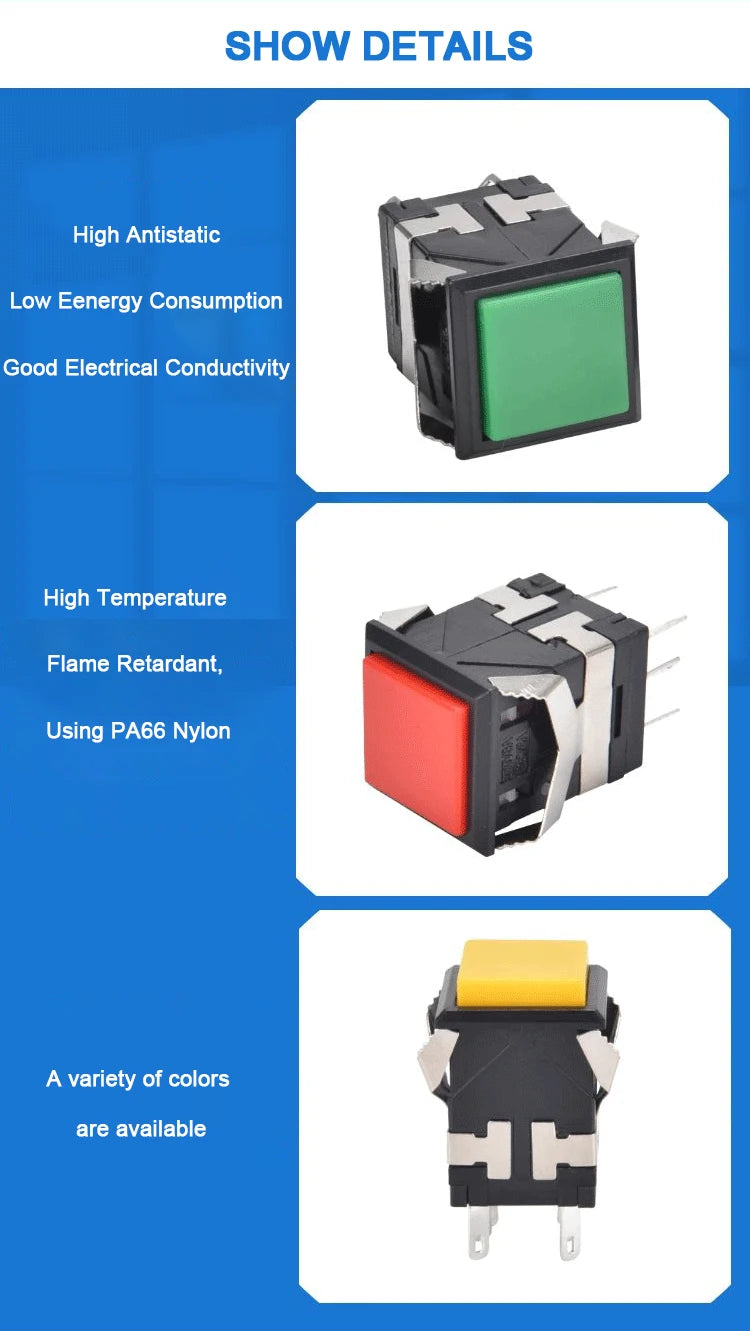 10PCS Momentary Latching KD2-21 22 23 24 Square Push Button Switch With LED Indicator 6PIN 8PIN 3A/250V 6A/125V ON-ON