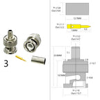 1-4PC BNC Male Female Plug Jack RF Coax Connector Crimp for RG316 RG174 RG58 RG142 Cable Copper Nickelplated With Drawing NEW