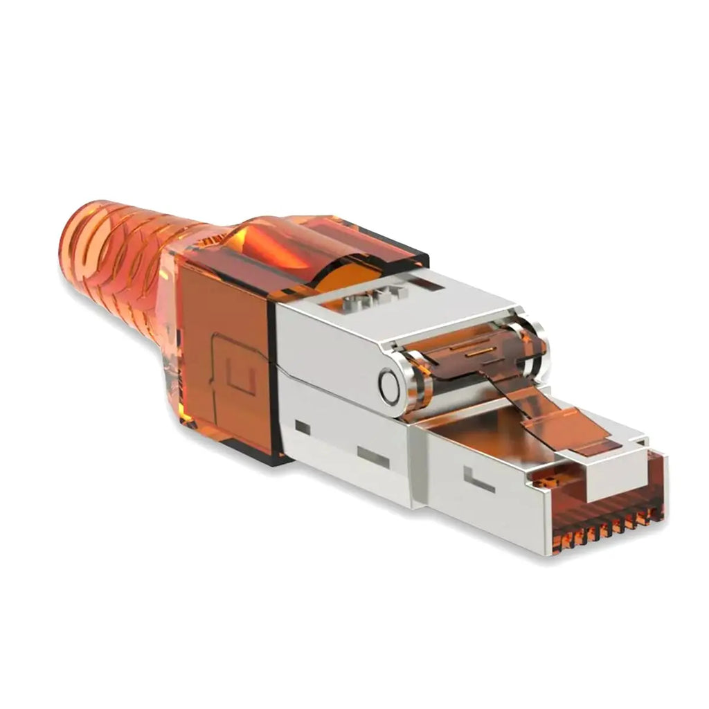 ZoeRax 10Pcs RJ45 Cat8 Cat7 Cat6a Connectors, Tool-Free Zinc Alloy Shielded Ethernet Termination Plugs for 23AWG SFTP Cables